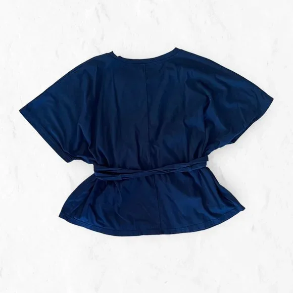 Banana Republic Short Sleeve Supima Wrap Tee Navy L - Picture 4 of 7